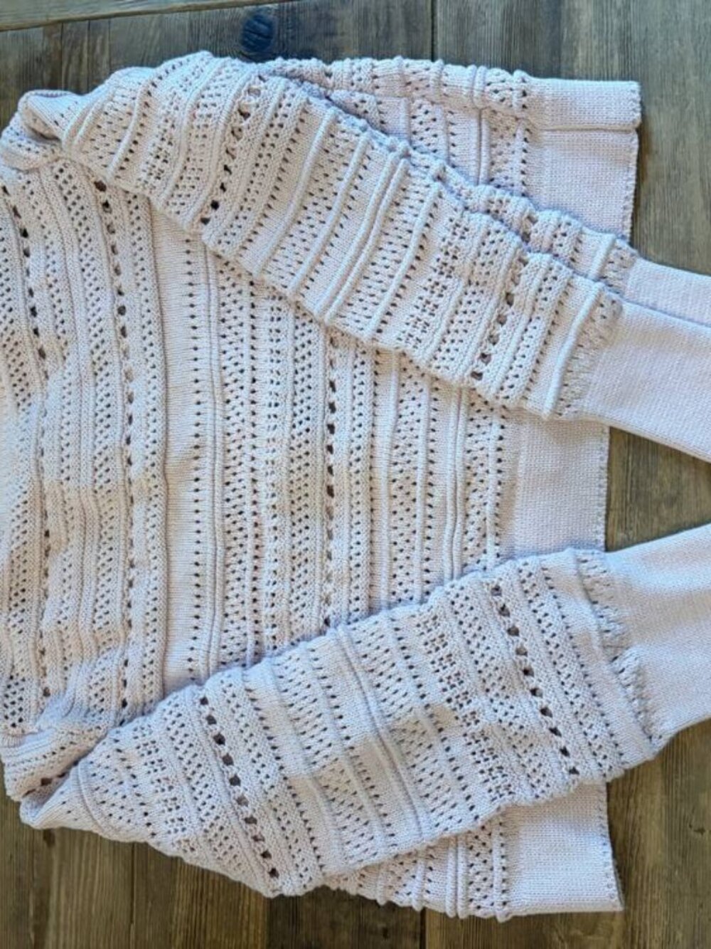 Ann Taylor Blush Pink Pointelle Knit Sweater Size M Cotton